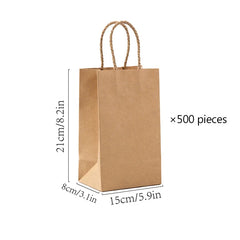 15×8×21cm Disposable Kraft Paper Bags, Snack Food Packaging Bags, Bakery Dessert Packing Pouch, Wedding Favor Gift Bags,