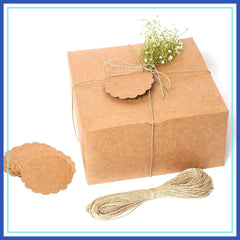 10 Pack Kraft Gift Boxes 8x8x4 Inches with Lids, Tags & Jute Twine for Wedding Favors, Bridesmaid Proposals, Cupcakes, Crafting