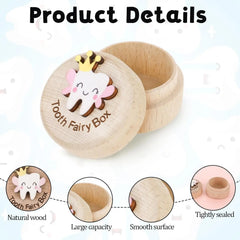 Cute Carved Wooden Tooth Box for Kids, 3D Tooth Design Keepsake for Lost Baby Teeth, Gift for Boys Girls