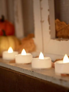 24-Pack Flameless LED Tealights, 200 Hours Long-Lasting, Realistic Flicker, 1.5'' x 1.25'' for Halloween Christmas Wedding