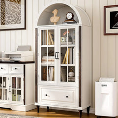 71” Handcrafted Arched Bookcase, Filing Cabinet for Home Office, Wooden Display Cabinet with Glass Doors , Customized