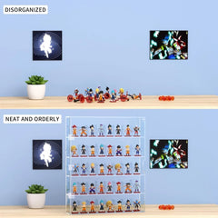 5-Tier Acrylic Display Case for Mini Figures, Dust-Proof Wall Mounted or Desktop, Each Compartment 15.7"L x 3.4"W x 3.8"H