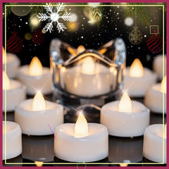 24-Pack Flameless LED Tealights, 200 Hours Long-Lasting, Realistic Flicker, 1.5'' x 1.25'' for Halloween Christmas Wedding