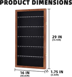 60 Slot Souvenir Spoon Display Case, Lockable Wall Cabinet with UV Protection, Walnut Finish