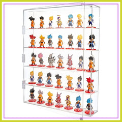 5-Tier Acrylic Display Case for Mini Figures, Dust-Proof Wall Mounted or Desktop, Each Compartment 15.7"L x 3.4"W x 3.8"H