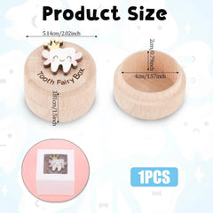Cute Carved Wooden Tooth Box for Kids, 3D Tooth Design Keepsake for Lost Baby Teeth, Gift for Boys Girls