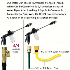 High Pressure Car Wash Water Gun Garden Water Pipe Nozzle, Multifunctional Watering Tool, Powerful Cleaning For Cars and Gardens