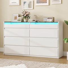 LIVAUVEAD Closet Island with Drawers, Wardrobe Armoire Bedroom Island, Glass Display Shelf & 8/10/12/16 Drawers, White Dresser