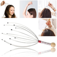 1PC Octopus Head Massager Stainless Steel Engraved Head Relaxer Brain Massage Claw Scalp Scratcher Itch Reliever Random Color