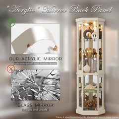 Corner Curio Cabinet, 70" H Lighted Glass Display Cage with Tempered Glass Doors and Adjustable Shelves, Bulb Inclued, Wine B