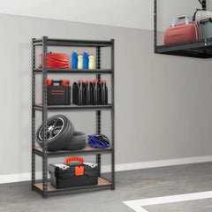 Heavy Duty 5-Tier Adjustable Metal Storage Shelving 2000 lbs, 30"x12"x60" Black Rack for Garage Kitchen Pantry Basement
