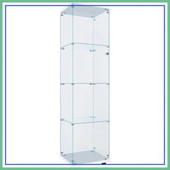 Glass Display Cabinet with 4 Shelves, 64.2"H x 16.9"L x 14.6"W, White for Collectibles