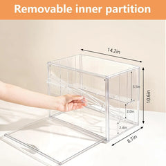 3 Tier Acrylic Display Case for Collectibles with Movable Dividers, Clear Stackable Showcase with Magnetic Door