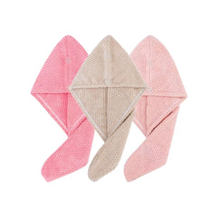 Solid color hair towel Textured dry hair cap 9.8 "X 25.5" absorbent hair towel wrap for button-down women