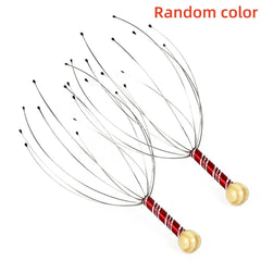 1PC Octopus Head Massager Stainless Steel Engraved Head Relaxer Brain Massage Claw Scalp Scratcher Itch Reliever Random Color