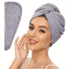 Solid color hair towel Textured dry hair cap 9.8 "X 25.5" absorbent hair towel wrap for button-down women