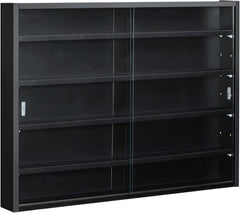 5-Tier Display Cabinet, Glass Door Cabinet with Adjustable Shelves, Wall-Mounted Display Case for Playroom, Bedroom, Black