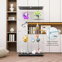 Double-Door Glass Display Cabinet, 64 High Kitchen Pantry Storage, 32x14 Bar Cabinet in Black
